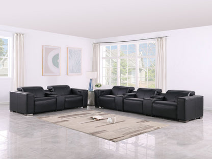 1208 - Modular Leather Sofa Loveseat With 6 Recliners And Power Headrests