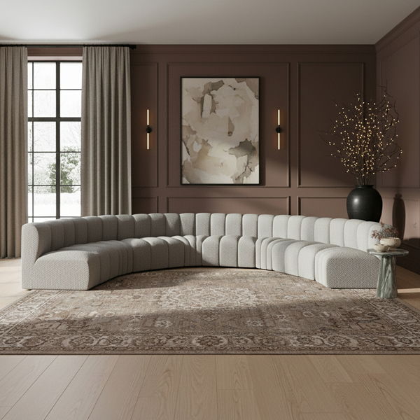 Arc - Boucle Fabric 8 Piece U-Shaped Modular Sofa