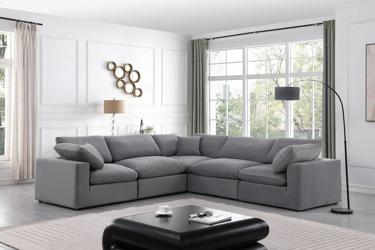 Comfy - 5 Piece Velvet Modular Corner Sectional