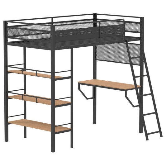 Campus - 3-Shelf Metal Twin Workstation Loft Bed