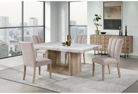 D02 - 9 Piece Dining Room Set (Dining Table And 8 Dining Chairs) - Beige / Natural