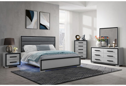 Amelia - Queen Bed With LED - Gray Black