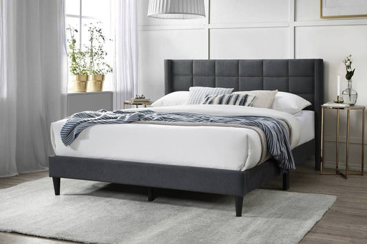 Charcoal Linen Queen Bed