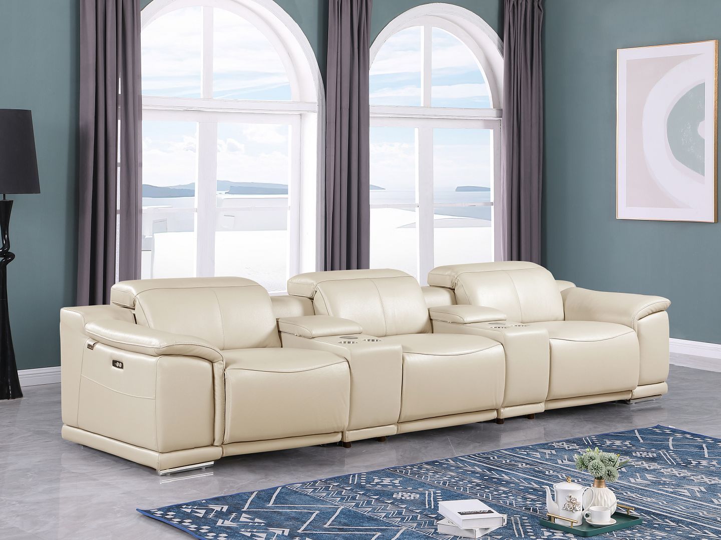 9762 - 5-Piece Modular Power Reclining Sofa And Loveseat Set With 3 Power Recliners In