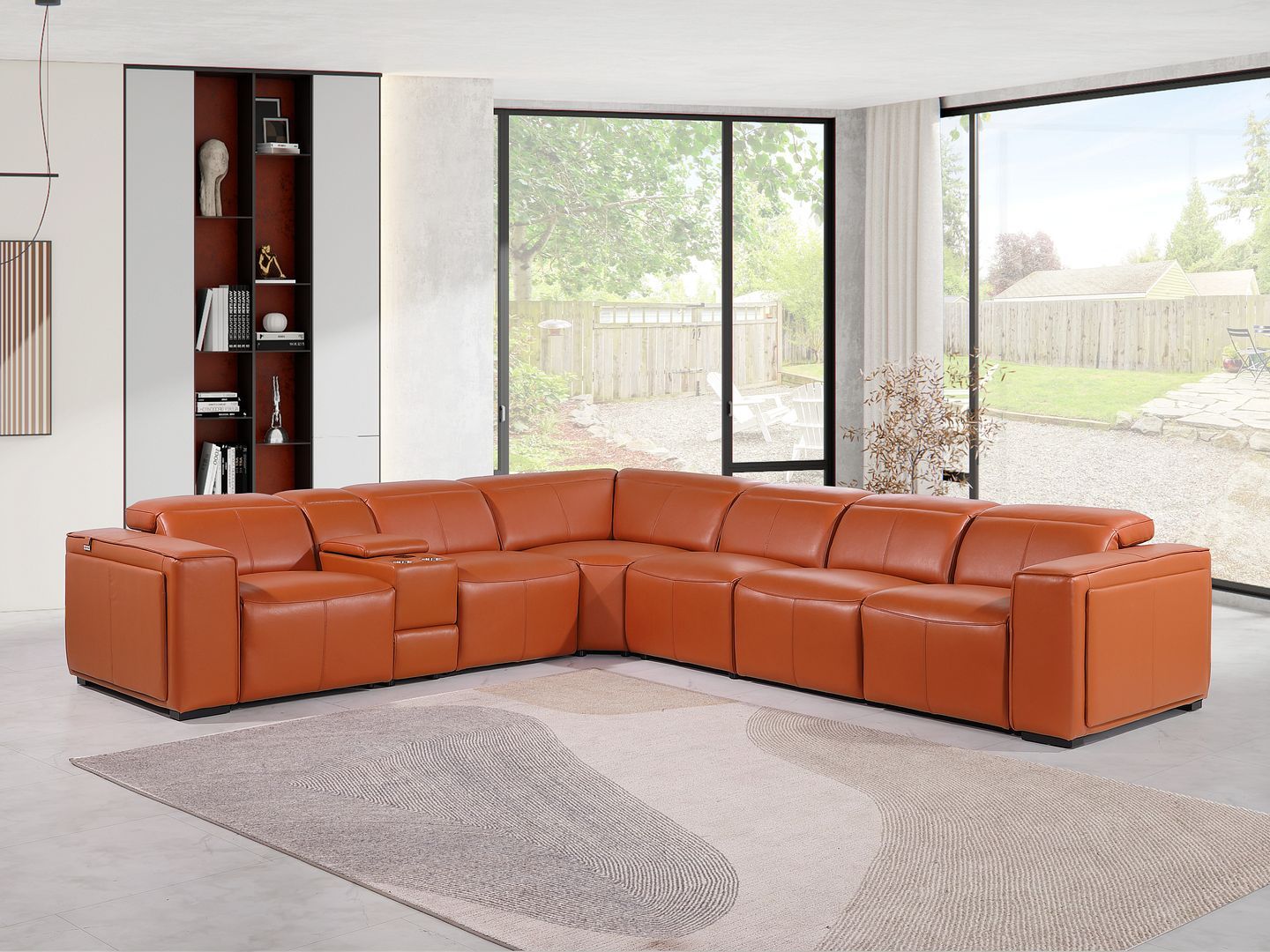 1224 - 7-Piece L-Shaped Sectional Sofa In With 4 Power Recliners & Power Headrests