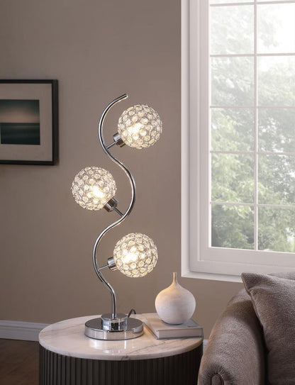 Amberley - 3-Light Curvy Metal Table Lamp Silver - Silver
