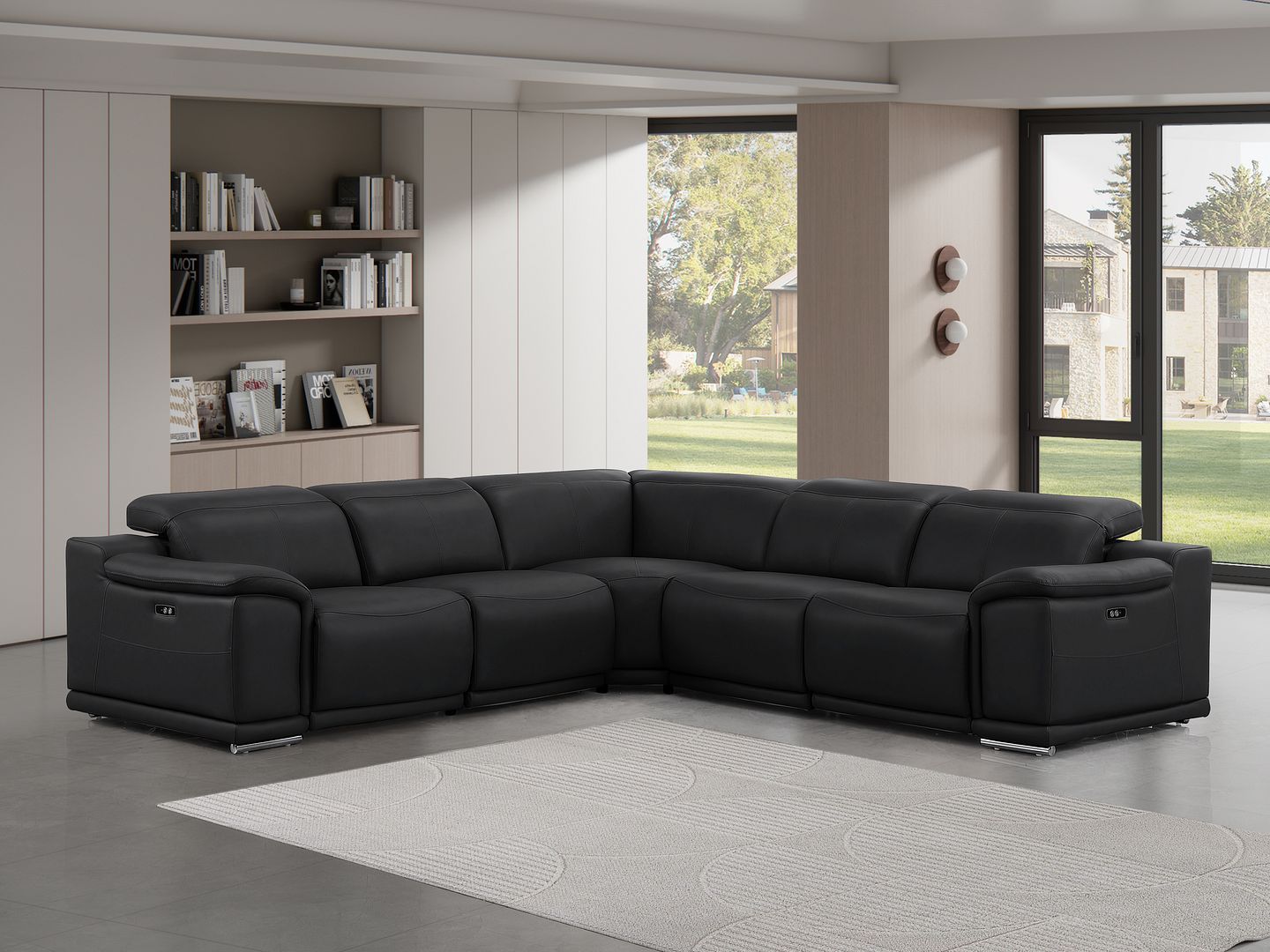 2679 - 5-Piece L-Shaped Power Reclining Sectional In Genuine Leather (3 Recliners)