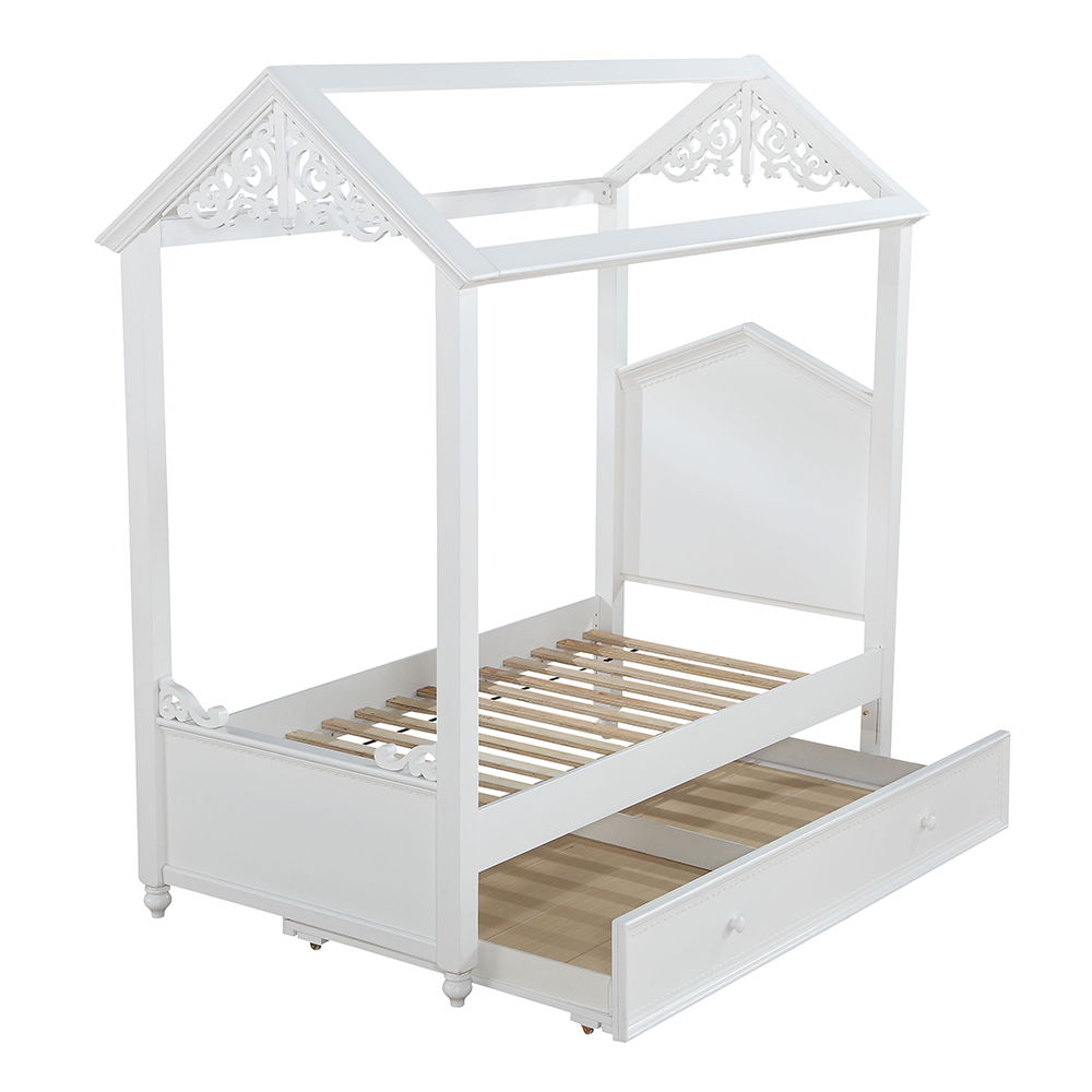 Rapunzel - Twin Trundle - White