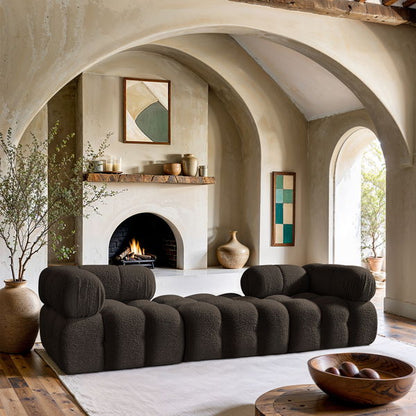 Ames - 3 Piece Boucle Modular Sofa With 1 Backless Seat