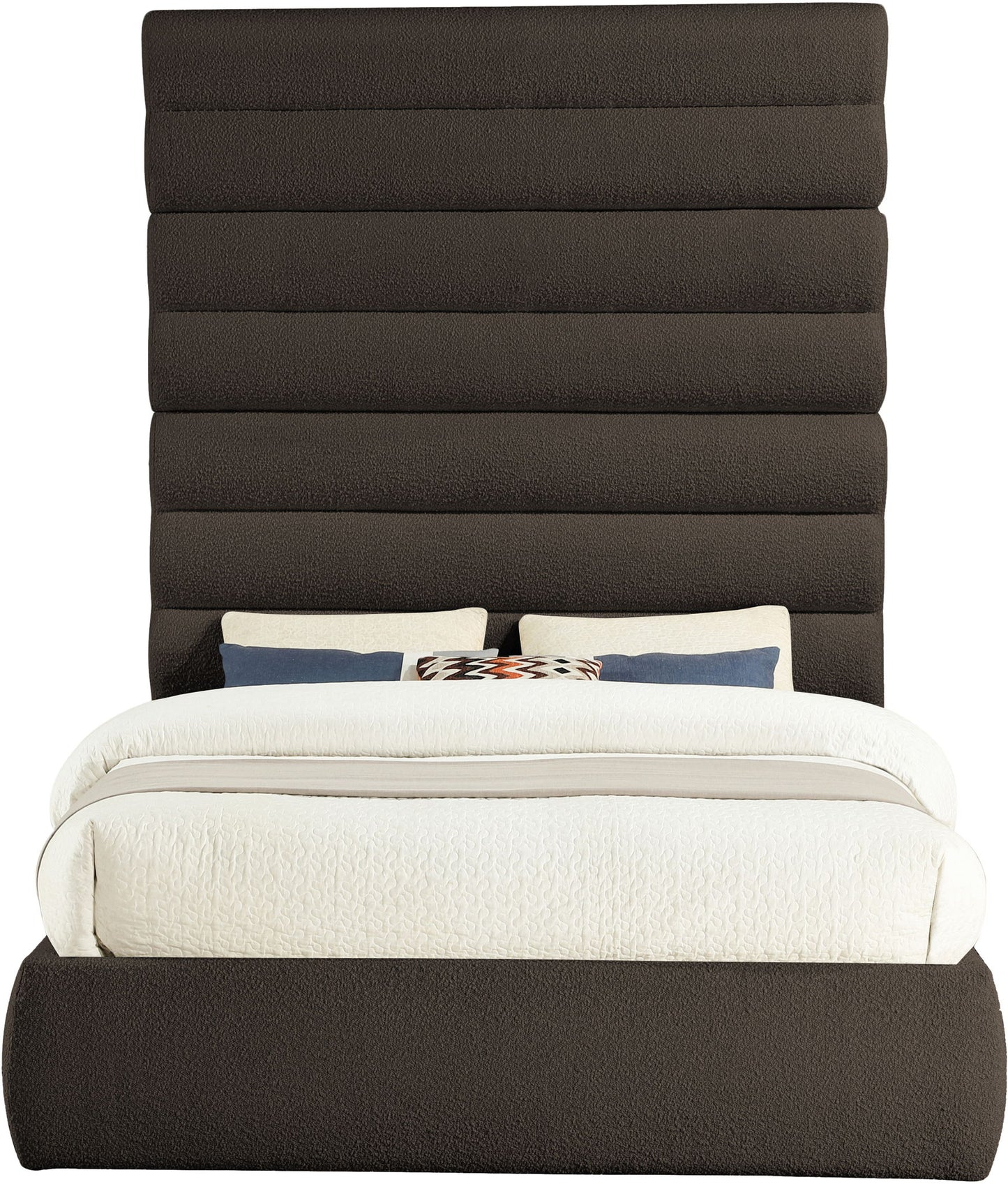 Adam - Boucle Fabric Bed With 89" Headboard