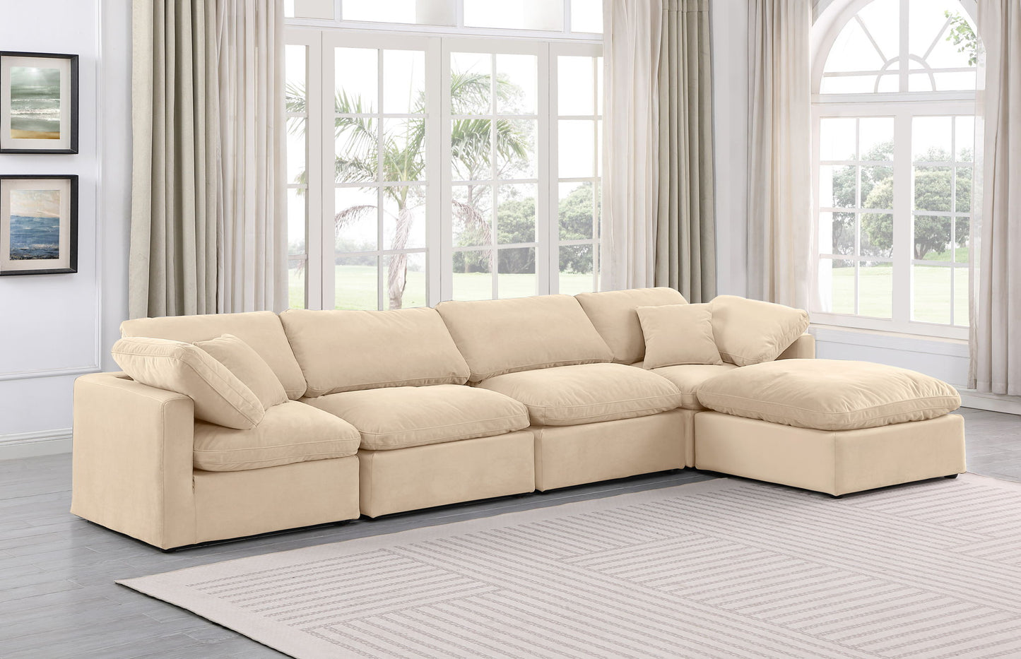 Indulge - Velvet 5 Piece Modular Sectional With Chaise