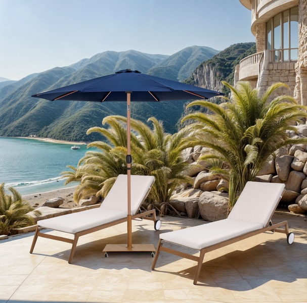 Fiji - Aluminum Patio Umbrella With Square Teak Base