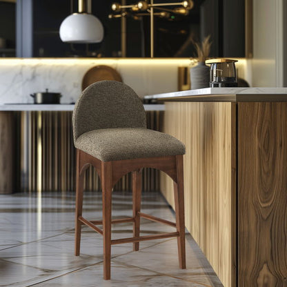 Waldorf - Boucle Stool With Brown Legs