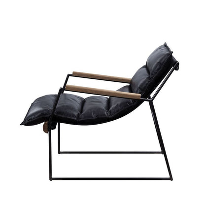 Luberzo - Accent Chair - Distress Espresso Top Grain Leather & Matt Iron