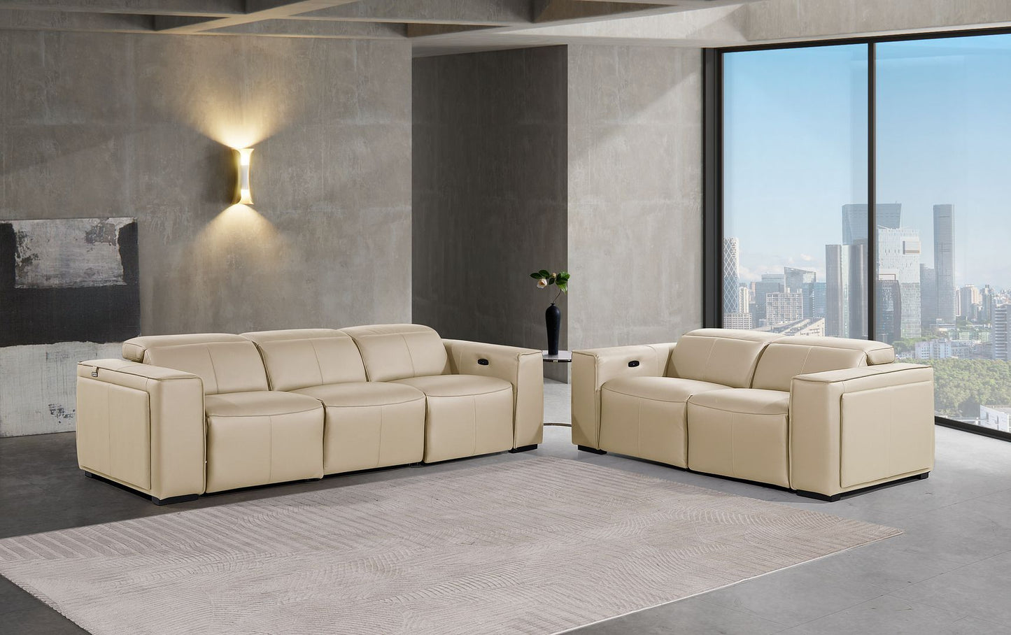 1224 - 5-Piece Modular Power Reclining Sofa And Loveseat Set In With 4 Power Recliners & Power Headrests