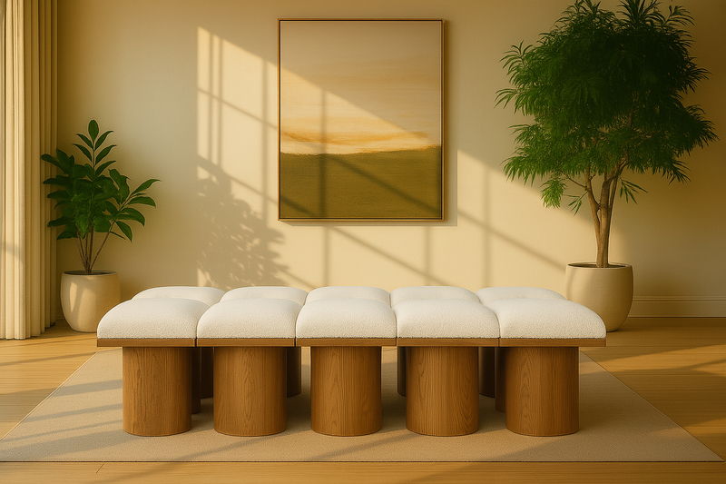 Pavilion - 10 Piece Modular Bench With Brown Base