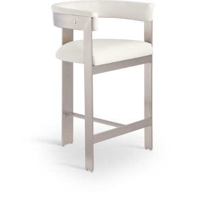 Romeo - Faux Leather Counter Stool With Silver Base (Set of 2)