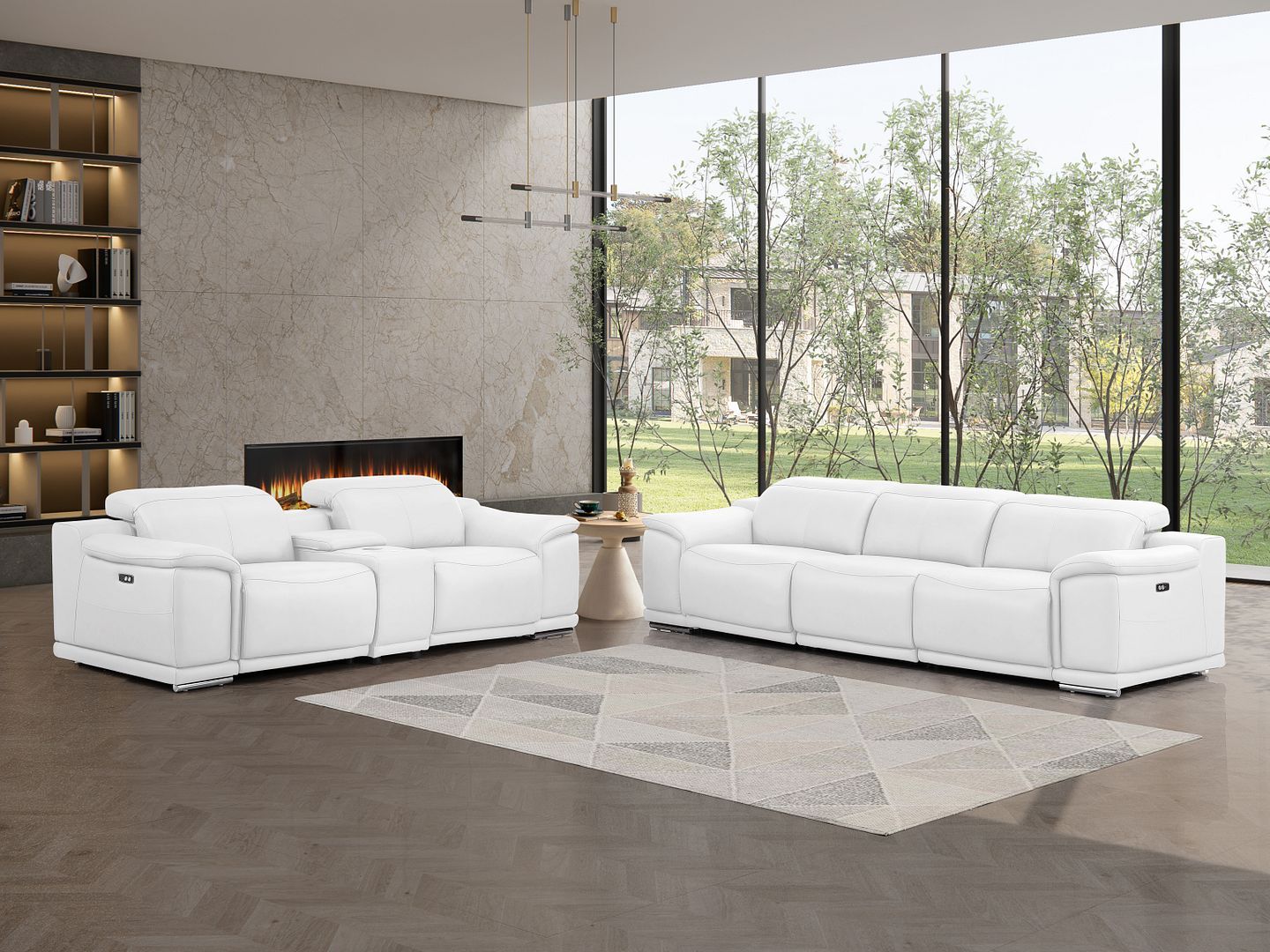 2679 - Genuine Leather Reclining Set (Sofa And Loveseat With 5 Power Recliners)