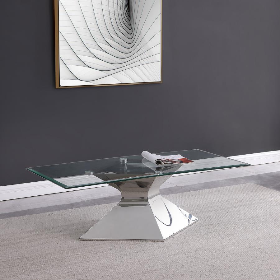 Jenny - Glass Top Stainless Steel Table