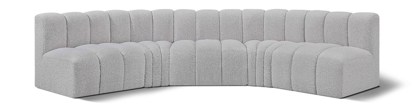 Arc - Boucle Fabric 5 Piece U-Shaped Modular Sofa