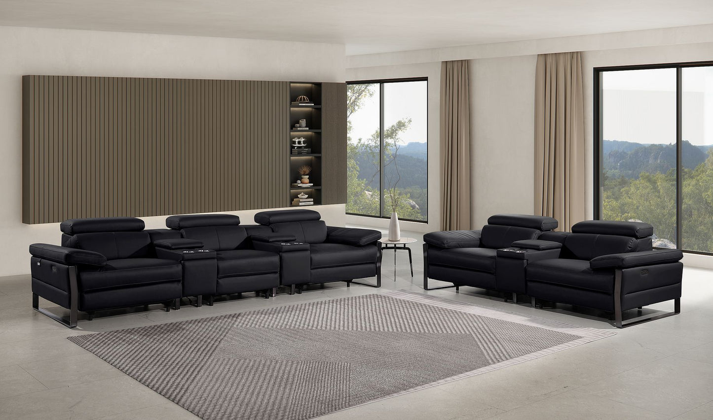 1246 - Modular Power Reclining Dual Console Sofa And Console Loveseat Set With Power Headrests