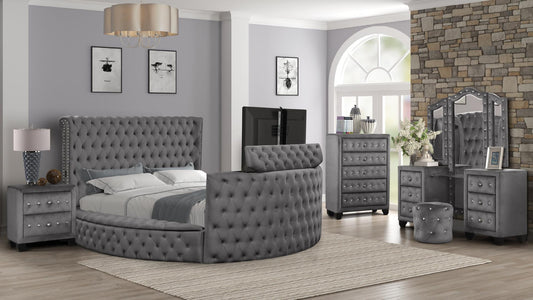 Gray Vanity Maya - King 5 Piece Bedroom Set