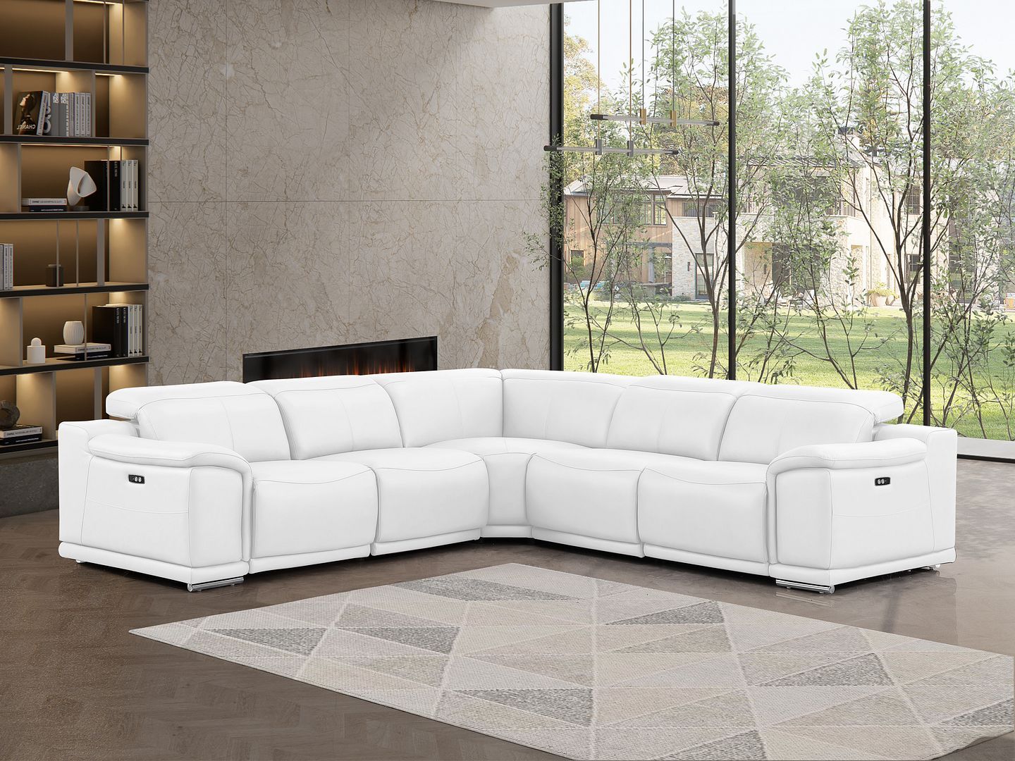 2679 - 5-Piece L-Shaped Power Reclining Sectional In Genuine Leather (3 Recliners)