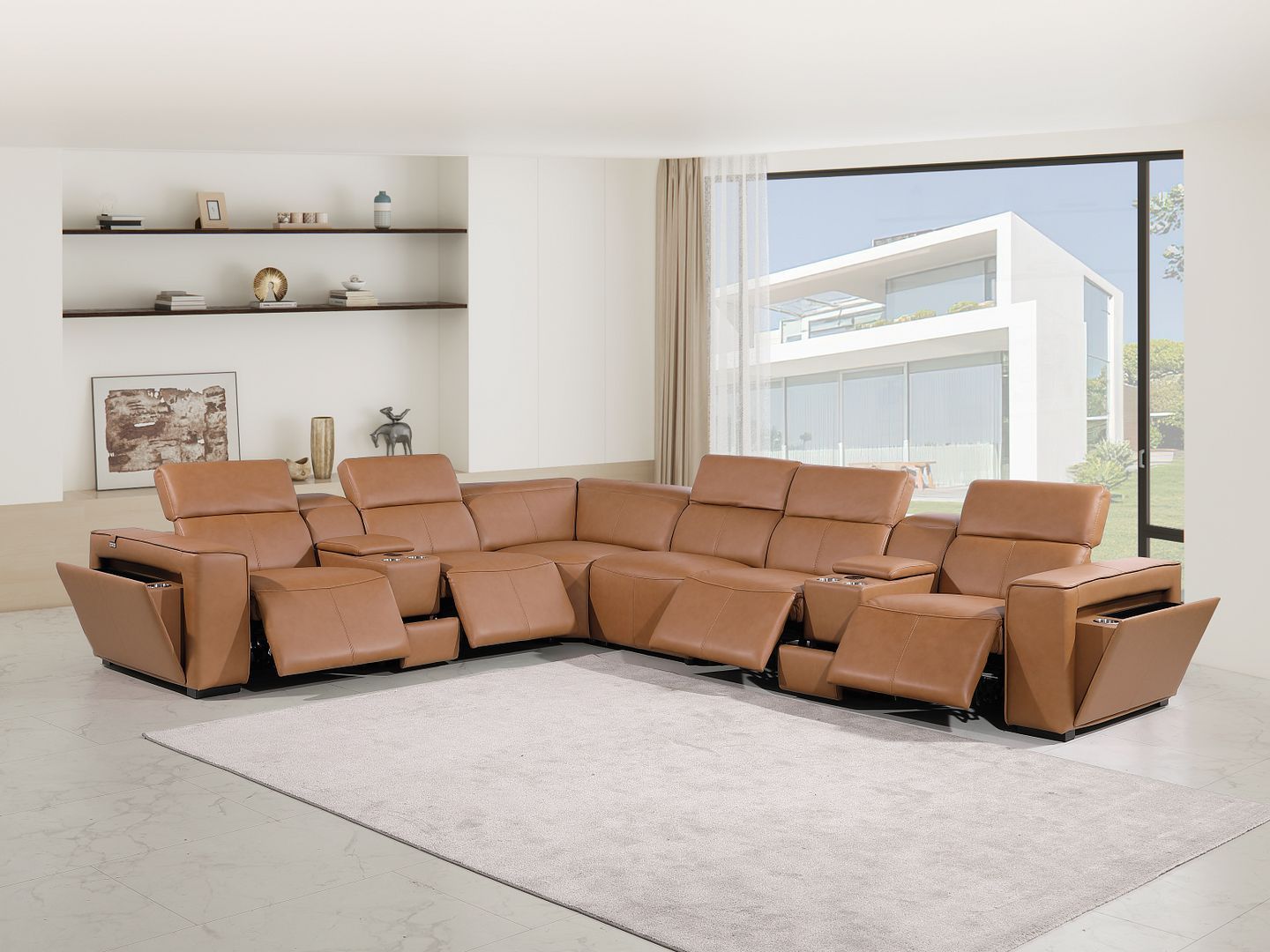 1224 - 8-Piece L-Shaped Sectional Sofa In With 4 Power Recliners & Power Headrests