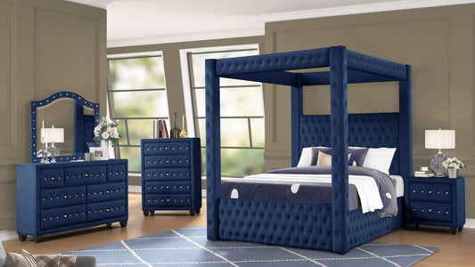 Monica Blue - King 4 Piece Bedroom Set