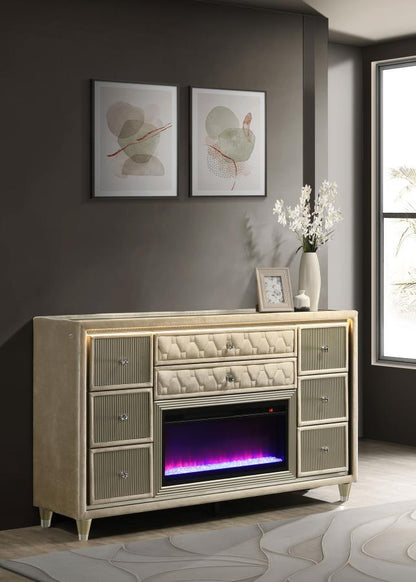 Lorient - 8-Drawer LED Bedroom Flame Box Dresser