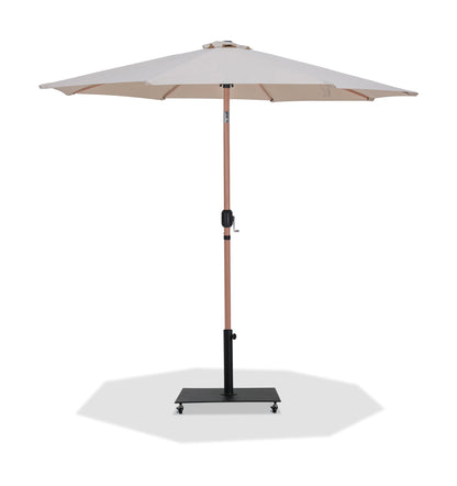 Fiji - Aluminum Patio Umbrella With Square Black And Teak Base