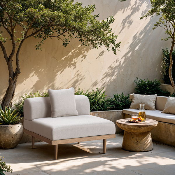 Laguna - Resilient Water Resistant Fabric Upholstered Outdoor Patio Modular Armless Chair