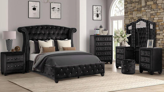 Black Vanity Sophia - King 4 Piece Bedroom Set