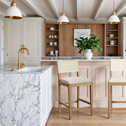 Avon - Linen Textured Performance Fabric Upholstered Counter Stool