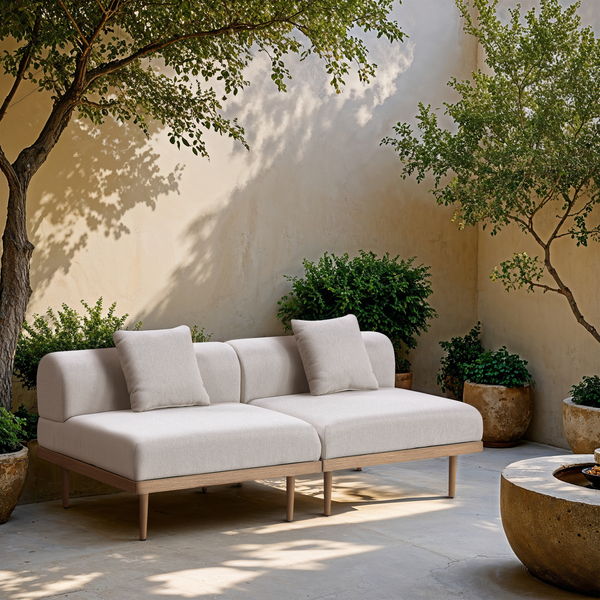 Laguna - 2 Piece Resilient Water Resistant Fabric 71" Outdoor Patio Armless Modular Loveseat