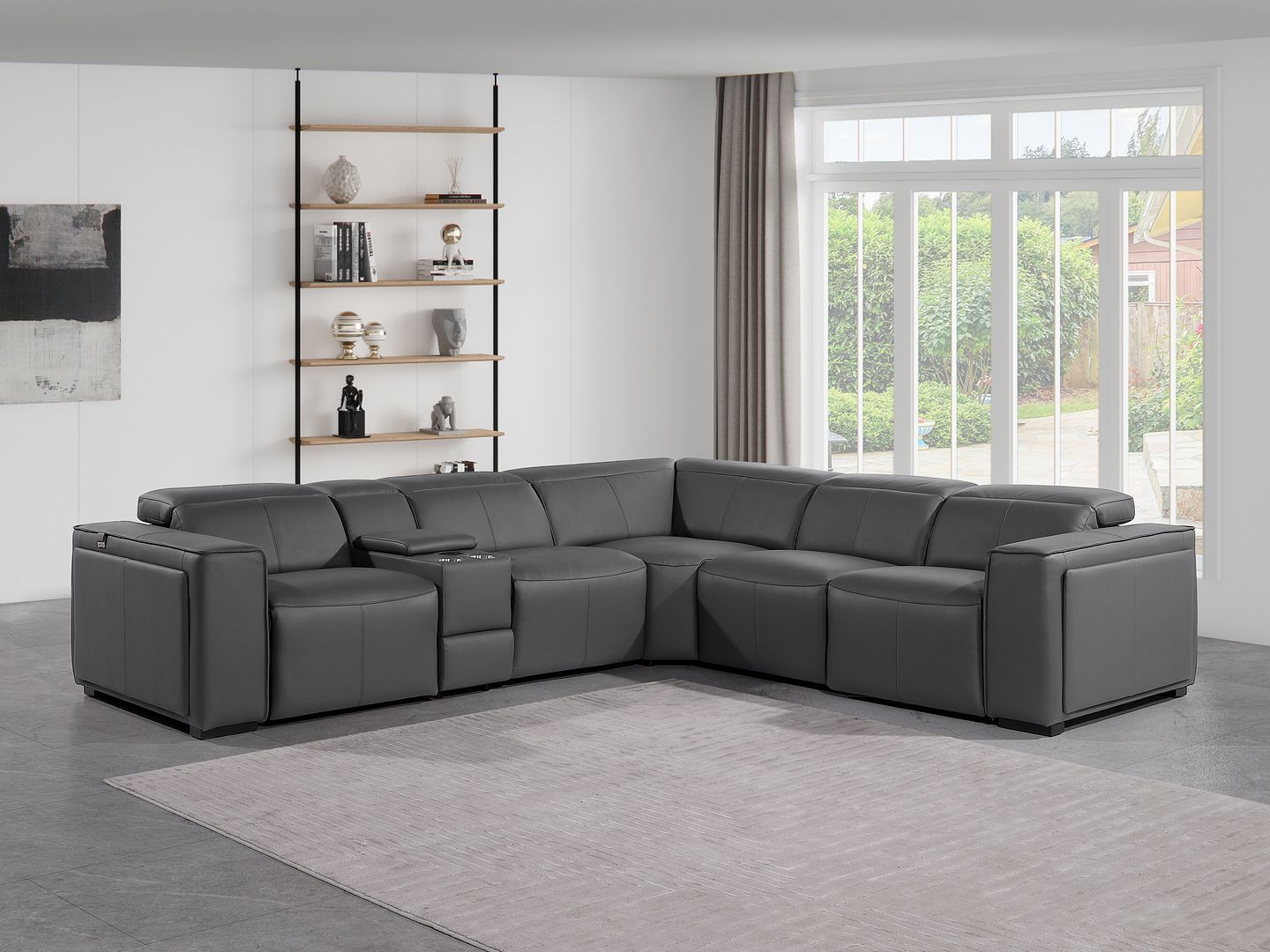 1224 - 6-Piece L-Shaped Sectional Sofa In With 3 Power Recliners & Power Headrests