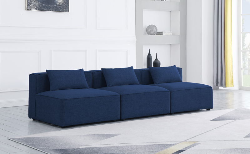 Cube - Linen Modular 3 Seat Armless Sofa