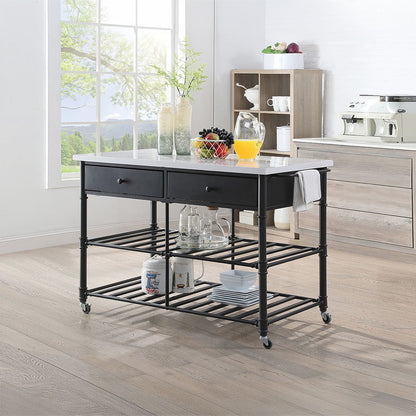 Emery - Kitchen Island - White Cultured Marble Top & Gray