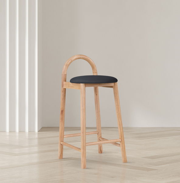 Calvin - Faux Leather Stool - Light Brown Legs