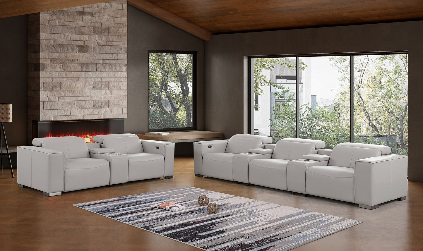 1208 - Modular Leather Sofa Loveseat With 6 Recliners And Power Headrests