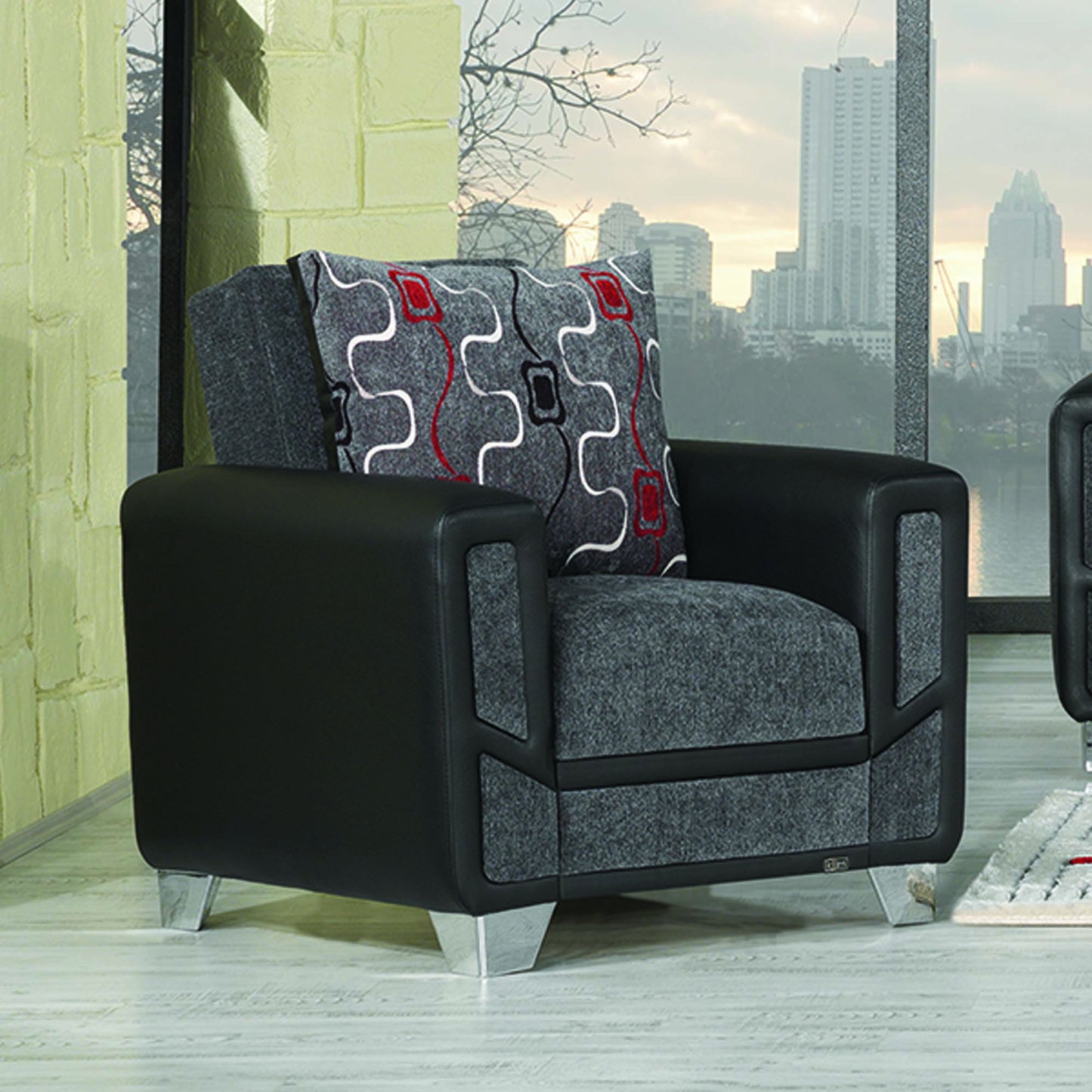 Ottomanson Mondo Modern - Upholstered Convertible Armchair With Storage