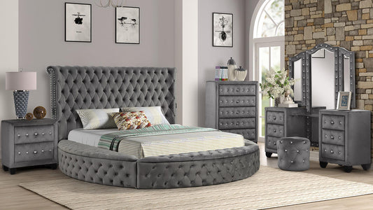 Gray Vanity Hazel - King 4 Piece Bedroom Set