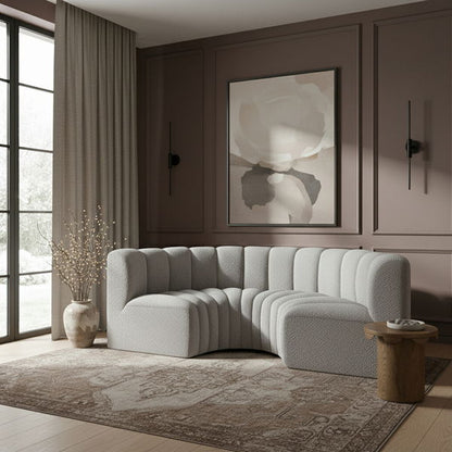 Arc - Boucle Fabric 4 Piece U-Shaped Modular Sofa