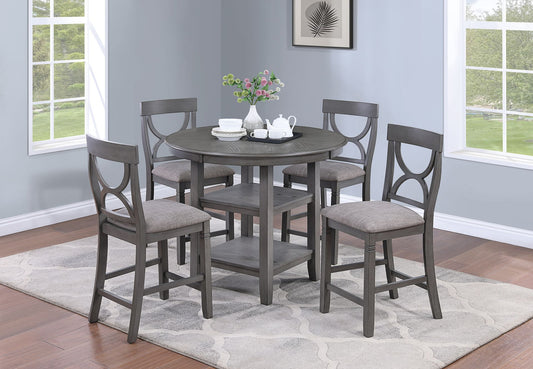 Solid Gray 5 Piece Dining Set