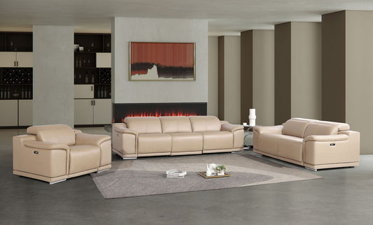 2679 - Power Reclining Sofa, Loveseat & Chair Set In Genuine Leather (5 Recliners)