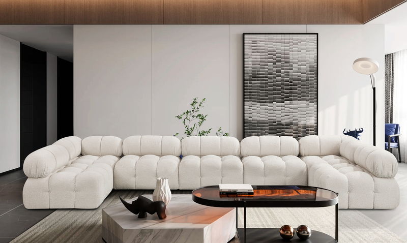 Ames - 7 Piece Boucle Fabric Modular Sectional