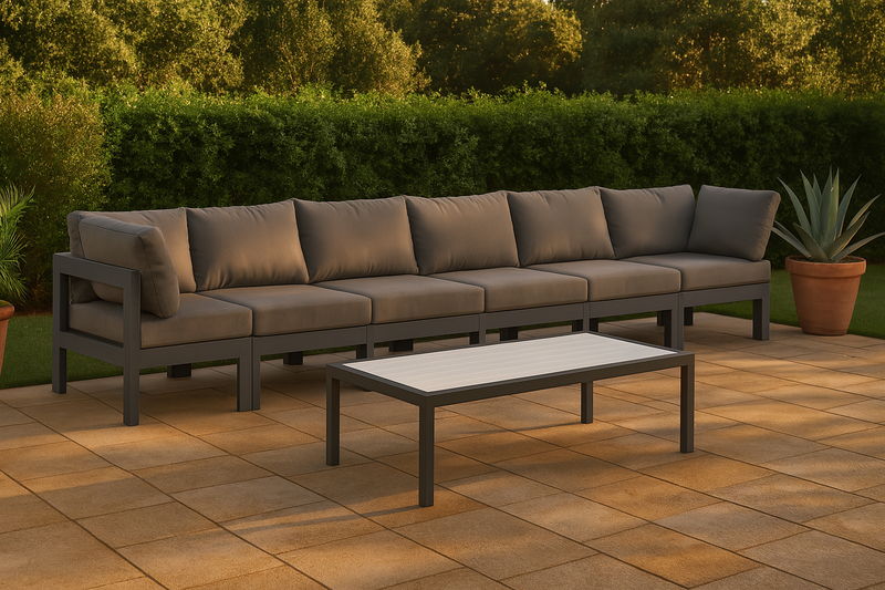 Nizuc - Outdoor Patio 6 Seat Modular Sofa With Gray Frame