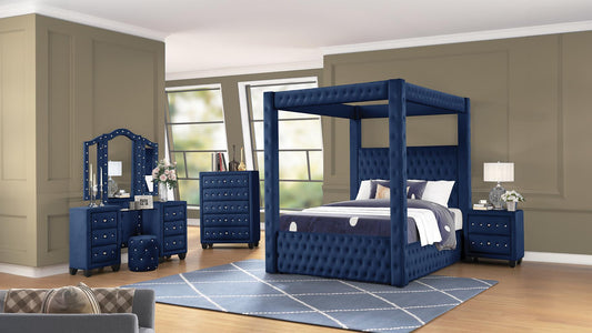 Blue Vanity Monica - King 5 Piece Bedroom Set