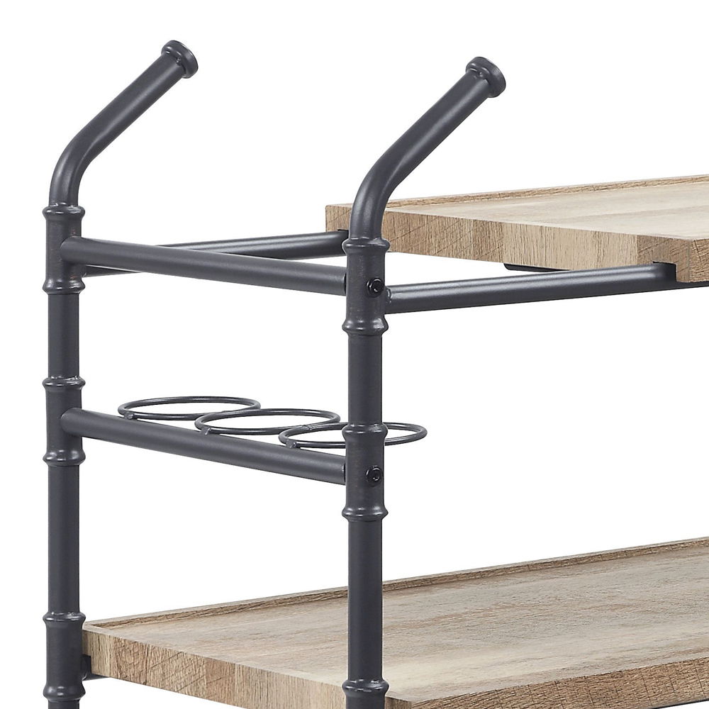 Brantley - Serving Cart - Oak & Sandy Black