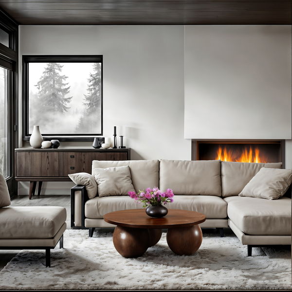 Fitch - Wood Oak Veneer Coffee Table - 3 Legs